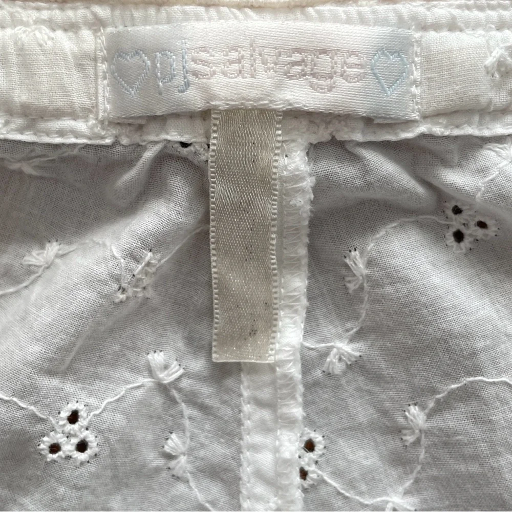 PJ Salvage Eyelet Cropped Pajama Pants Women’s Large White Cotton Lace Trim - Picture 7 of 11